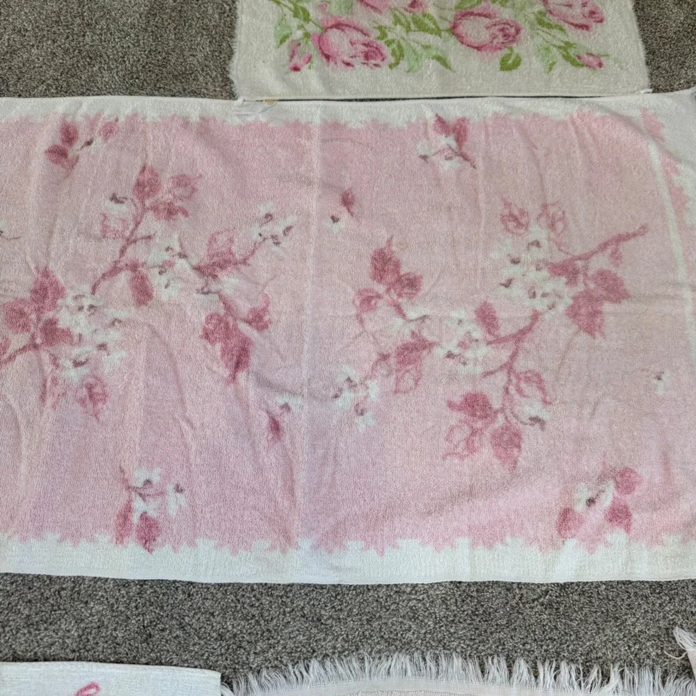 Vintage Cannon Royal Family Floral Hand Towel Lot 6pc Cottagecore Retro